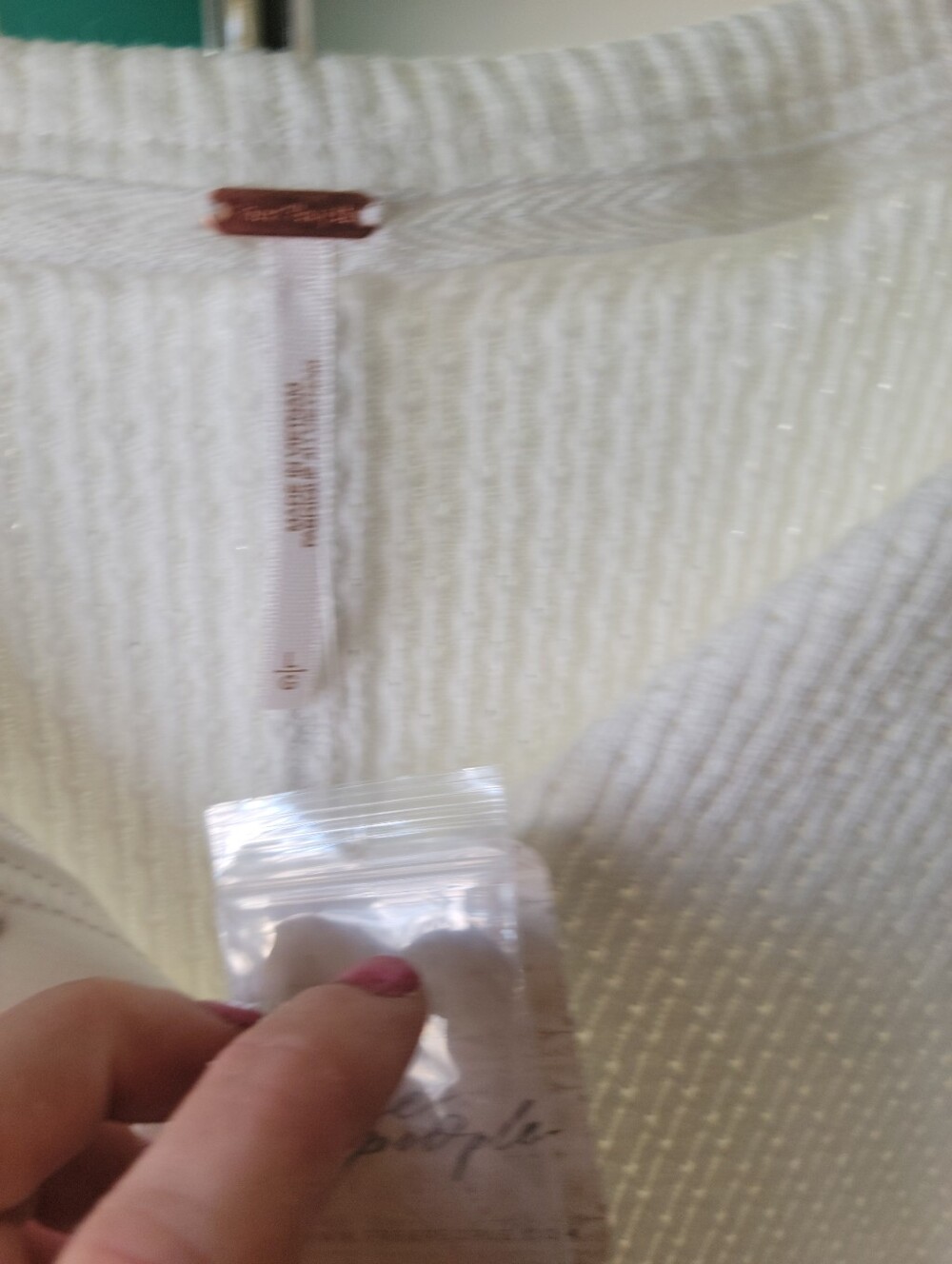 Free People Cream Waffle-Knit Henley Long-Sleeve Top - Picture 8 of 11